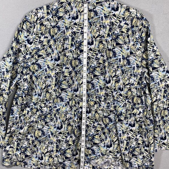 CJ Banks Jacket MultiColor Flower Zip-Up Jacket Blouse Drawstring Collar Size 3X - Picture 9 of 9